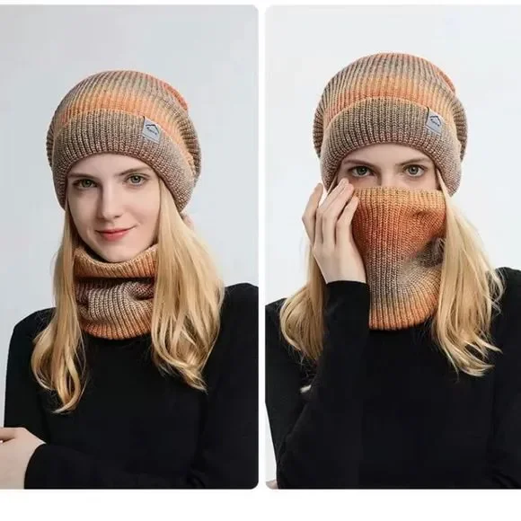 Peach hat and Neck set - Picture 2 of 5